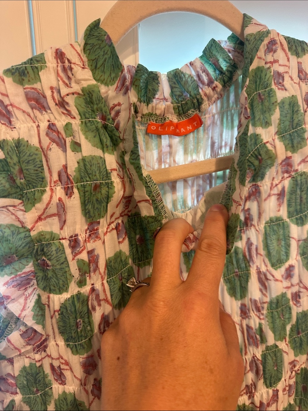 Oliphant Green and White Leaf-Print Maxi Dress - Picture 2 of 4